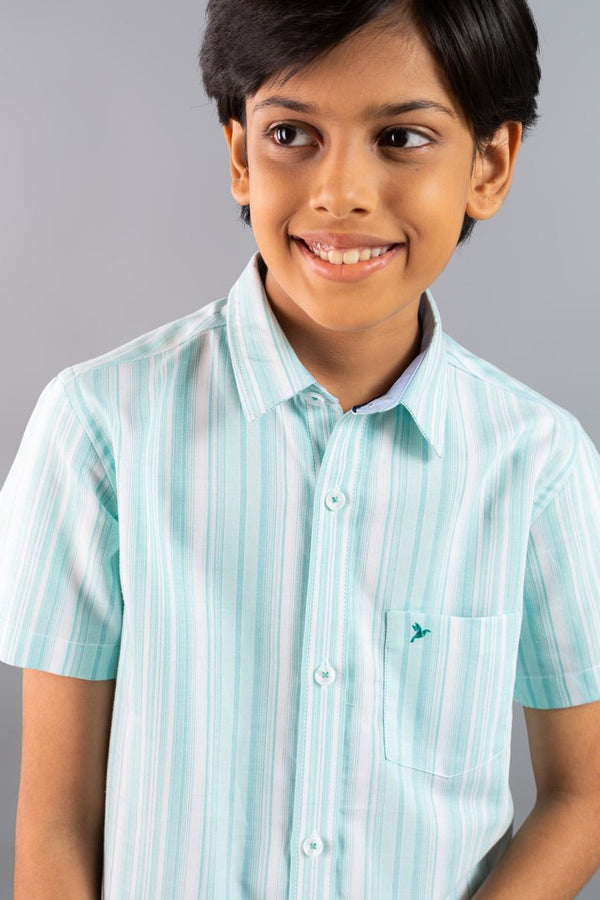 KIDS - Turquoise Blue Vertical-HALF-Stain Proof Shirt
