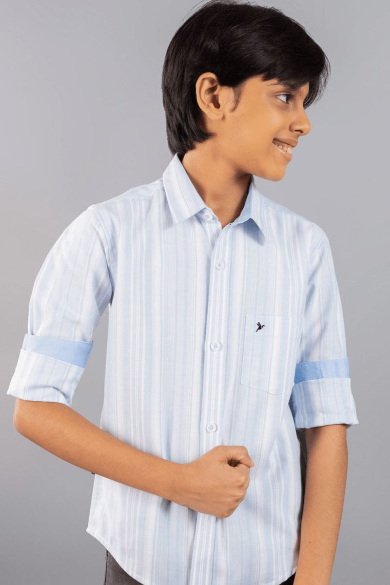 KIDS - Blue Vertical Stripes-Stain Proof Shirt