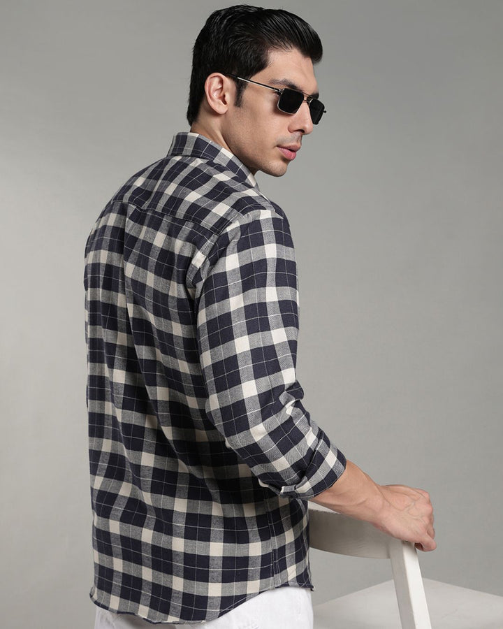 Navy & Cream Box Checks - Full-Stain Proof