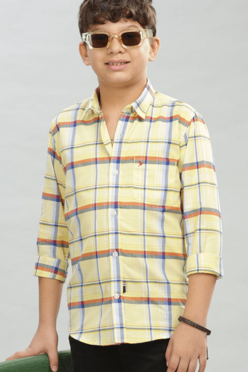 KIDS - Summer Yellow Checks-Stain Proof Shirt