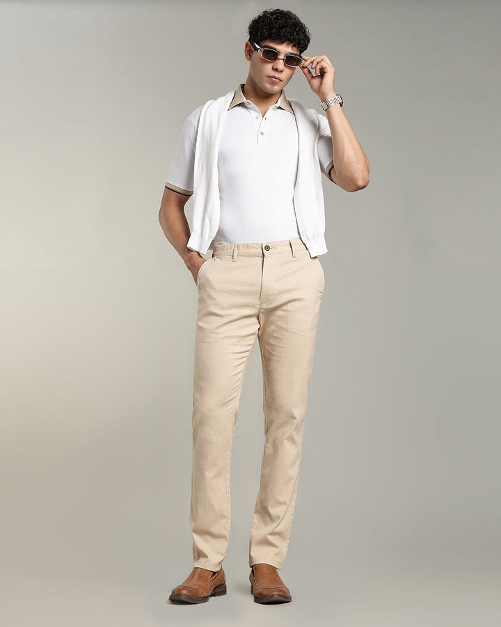 Dark Cream - 2 way stretch - COTTON LINEN PANT