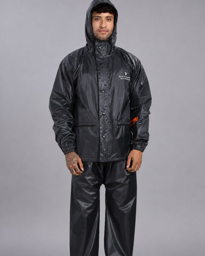 Grey - Rain Jacket with Pant and Mobile Pouch