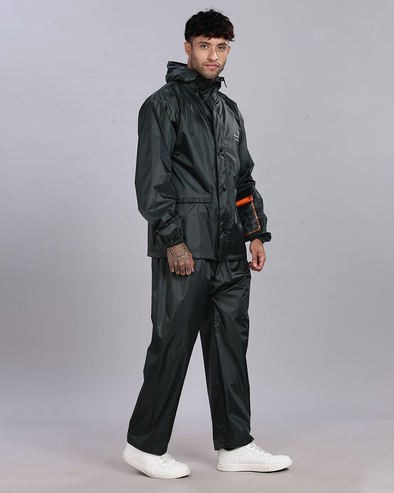Military Green - Rain Jacket with Pant and Mobile Pouch