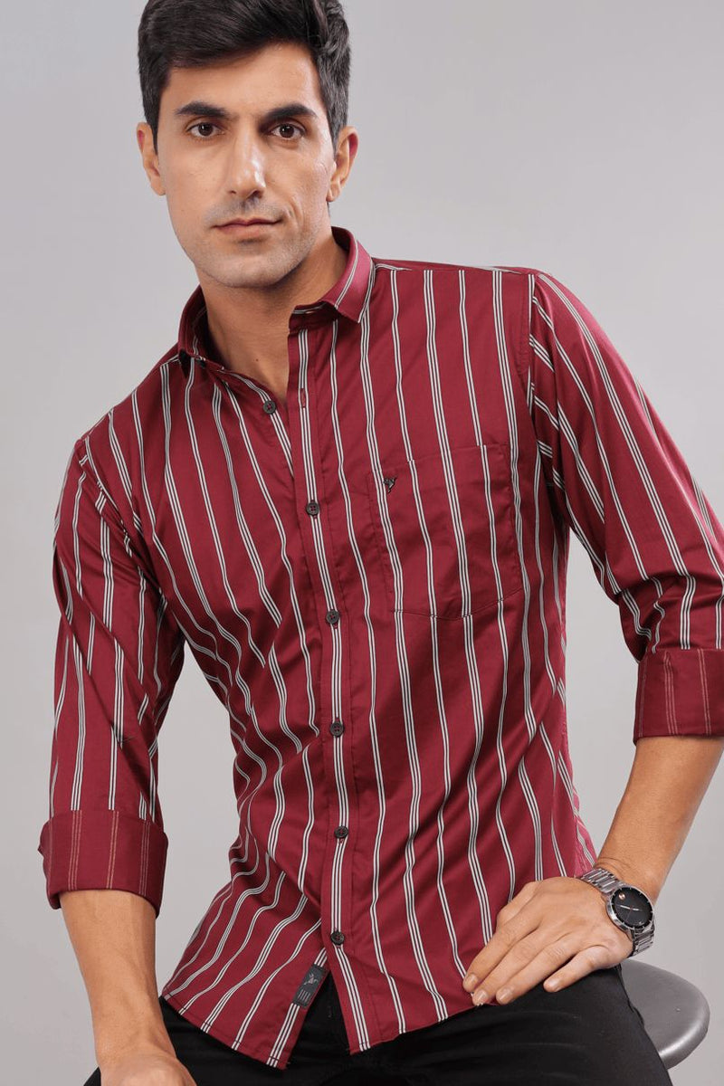 Burgundy Red Multi Line Stripes - Full-Stain Proof