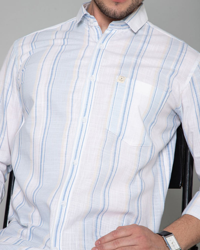 Ice Blue Multi Stripes - Full-Stain Proof