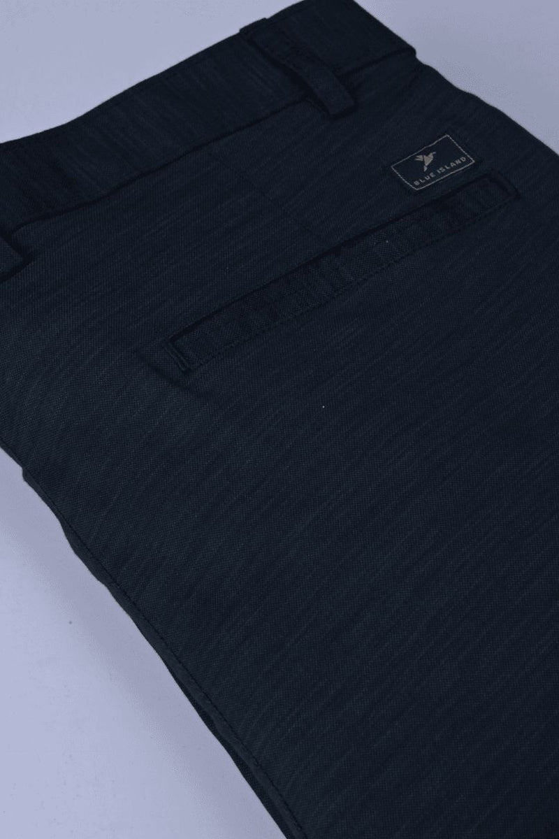 Navy Grain Printed - 2 way stretch - COTTON PANT