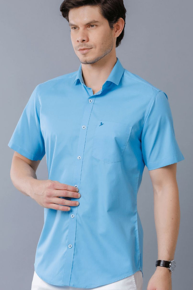 Sky Blue Solid - Half Sleeve - Stain Proof