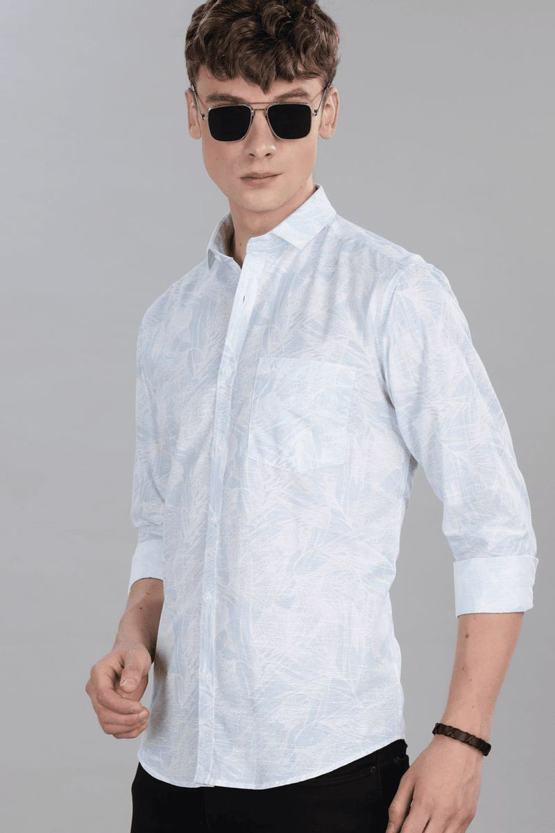 Sky Blue & White Print -Full-Stain Proof
