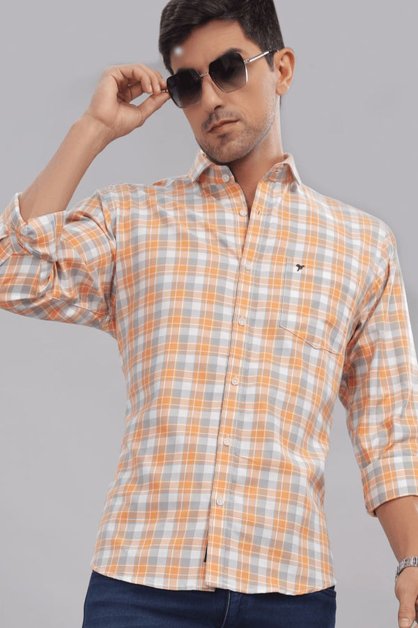 Fanta Orange & Grey Checks - Full-Stain Proof