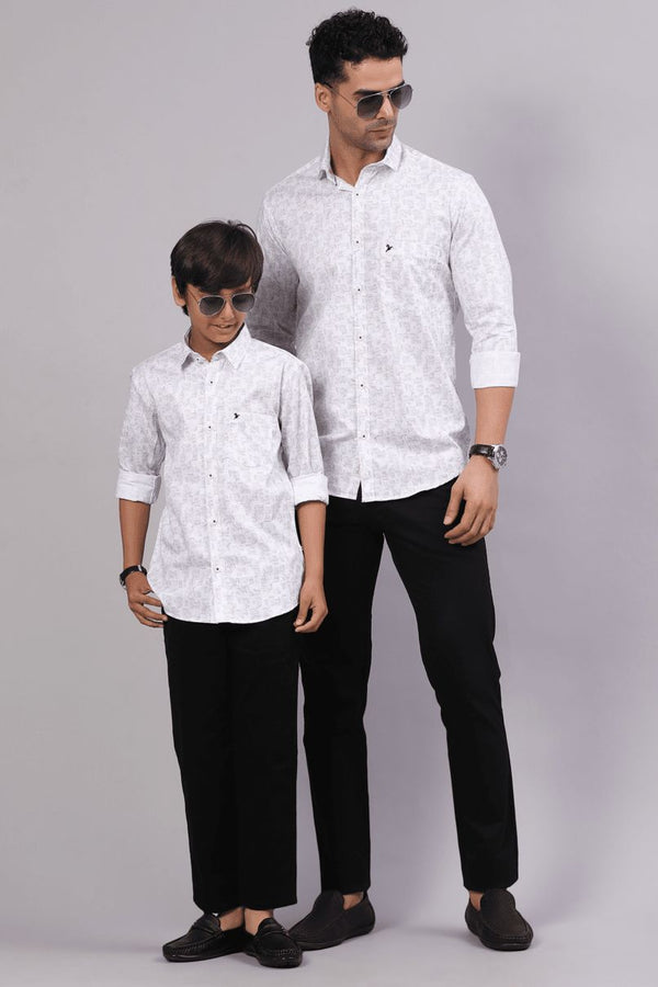 FATHER & SON - White Semi Hexagon Print