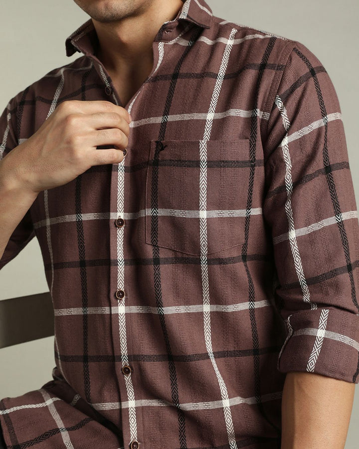 Walnut Brown Monochrome Checks -Full-Stain Proof