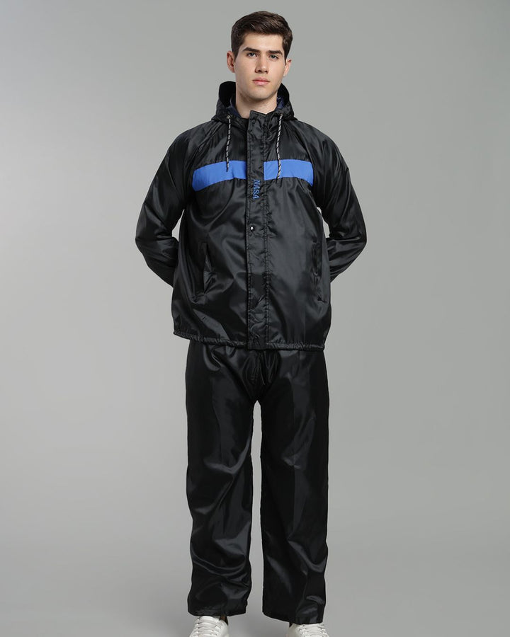 NASA Black with Blue - Rain Jacket with Pant
