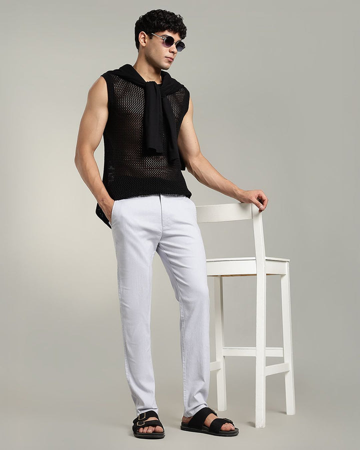 Lite Blue - 2 way stretch - COTTON LINEN PANT