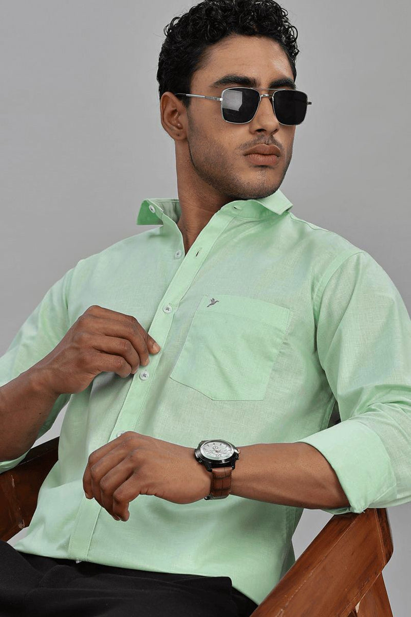 Pistah Green Cotton Linen - Full-Stain Proof