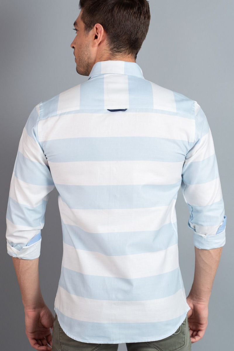 Cool Blue and White Stripes - Full-Stain Proof