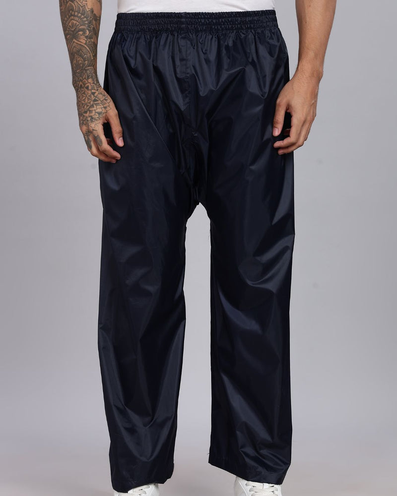 Navy Blue with Maroon - Rain Jacket with Pant and Mobile Pouch