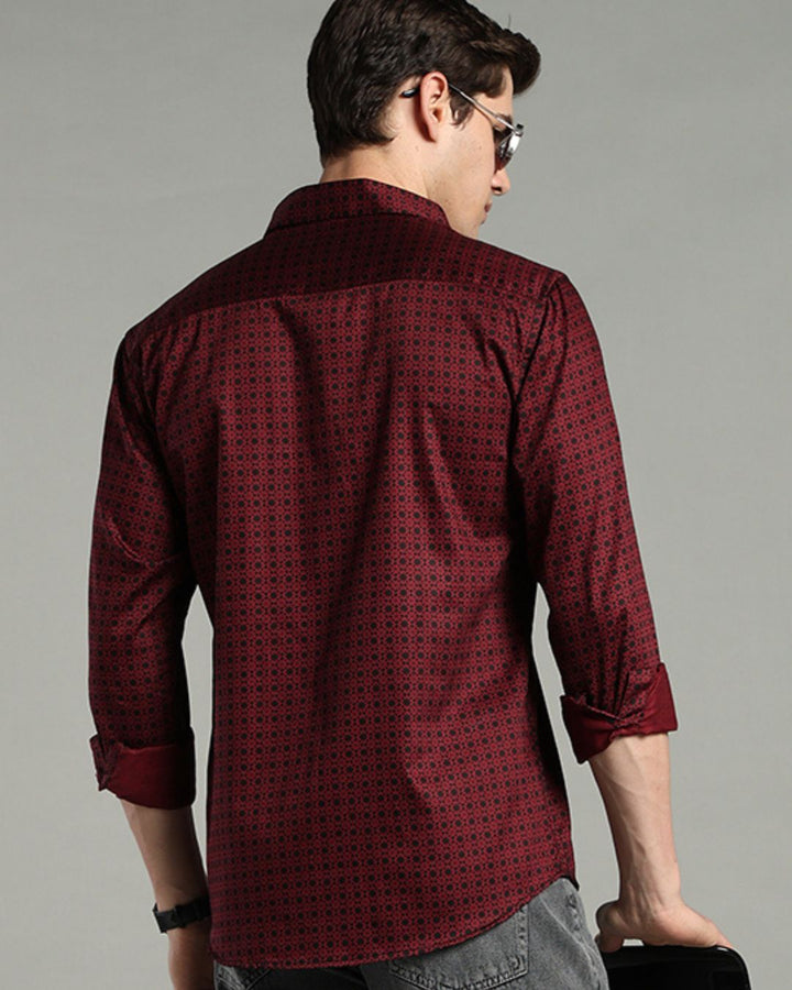 Maroon Mosaic Print -Full-Stain Proof