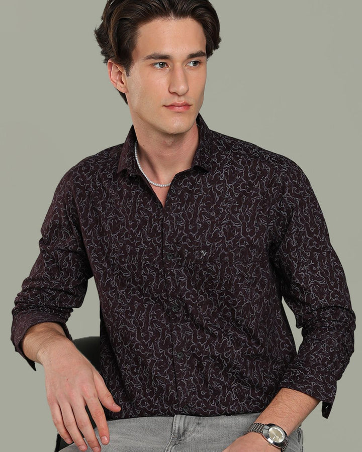 Dark Wine Mesh Print -Full-Stain Proof