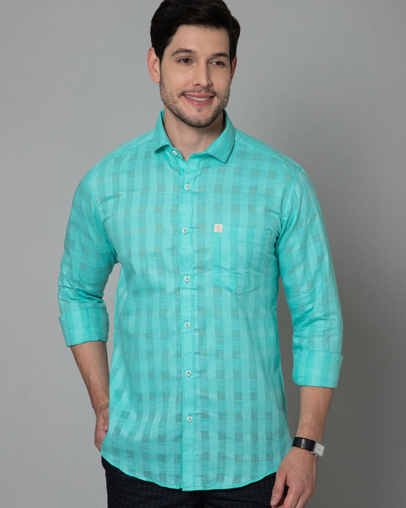 Turquoise Green Self Checks - Full-Stain Proof