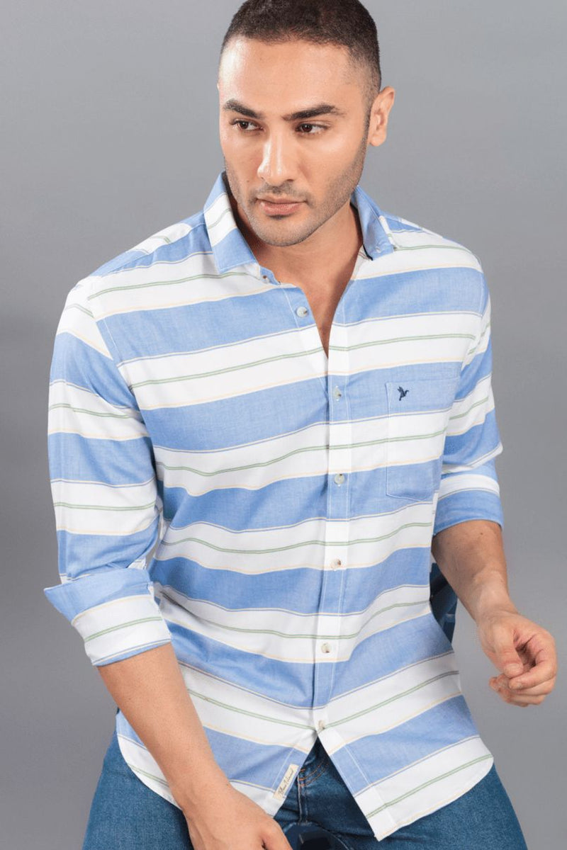 Bright Blue and White Stripes - Full-Stain Proof