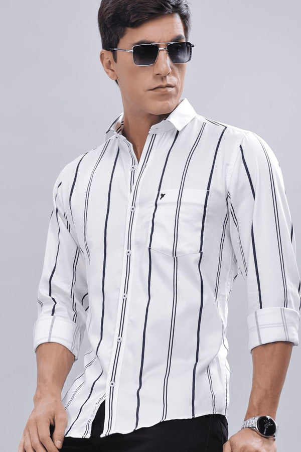 White & Navy Line Stripes - Full-Stain Proof