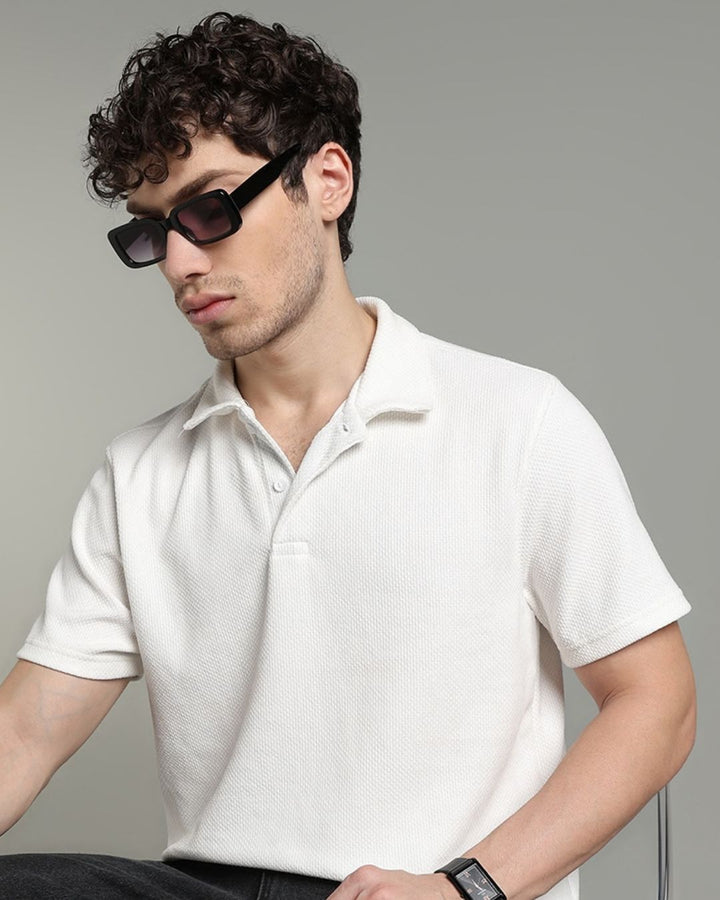 White Pop Textured - Polo Tshirt