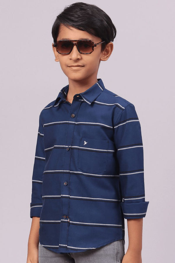 KIDS - Royal Blue Horizontal Stripes -Full-Stain Proof Shirt