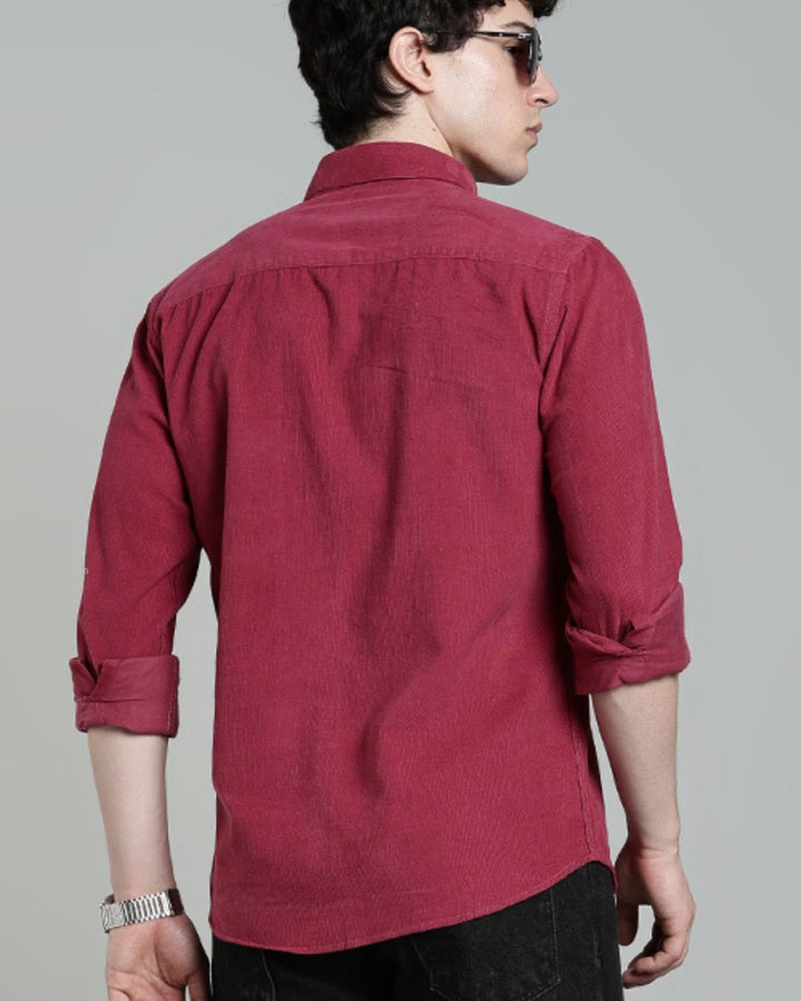 Dark Pink - Full-Corduroy Shirt