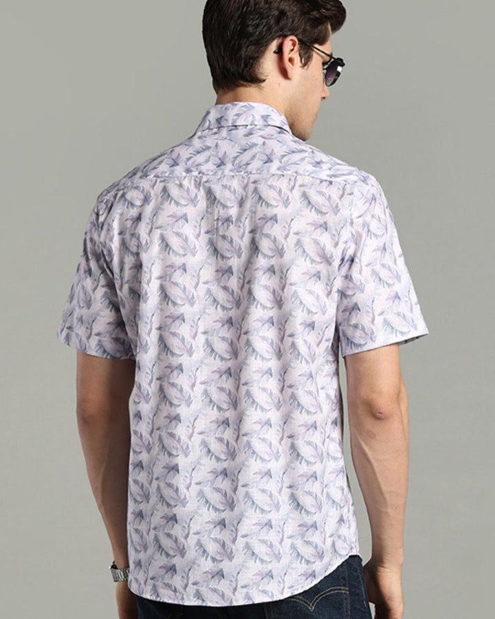 Autumn Grey Leaf Print -Half-Stain Proof