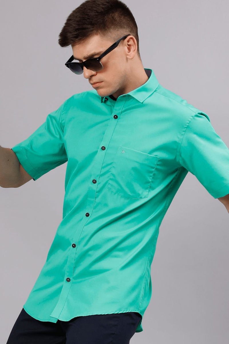 Turquoise Green Solid - Half Sleeve - Stain Proof