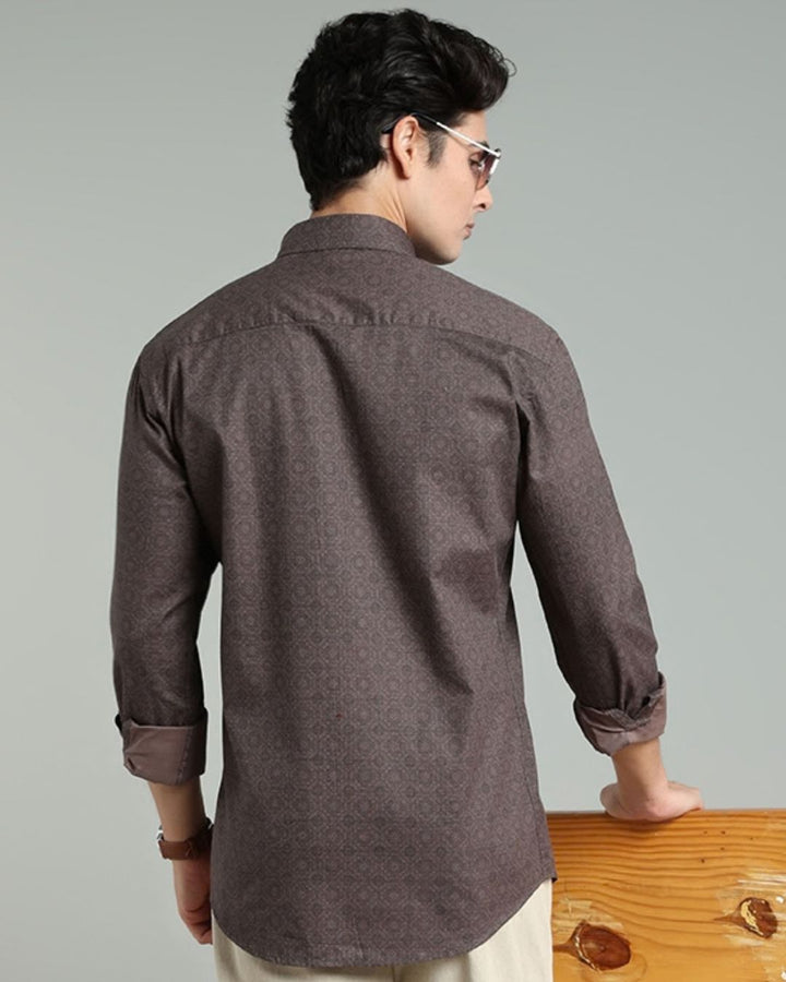 Taupe Brown Floral Print -Full-Stain Proof