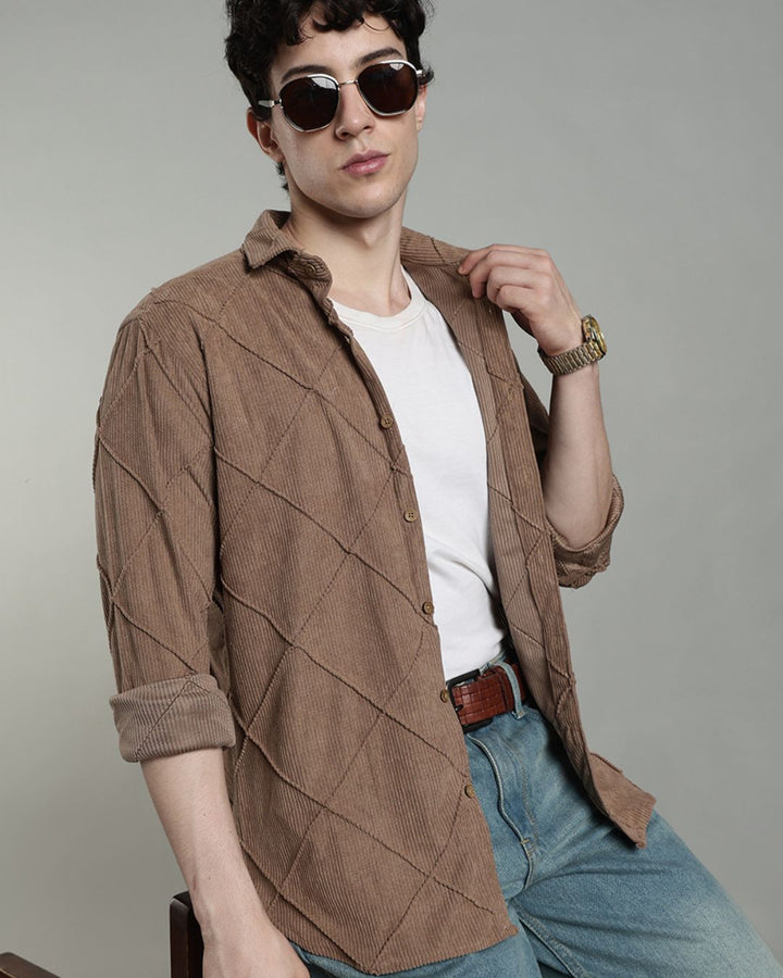 Brown Thread Checks - Full-Corduroy Shirt