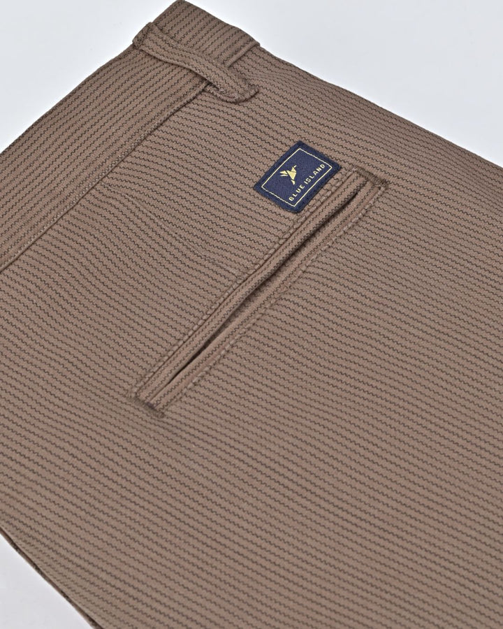 Khaki Seismic Wave Printed - 2 way stretch - COTTON PANT