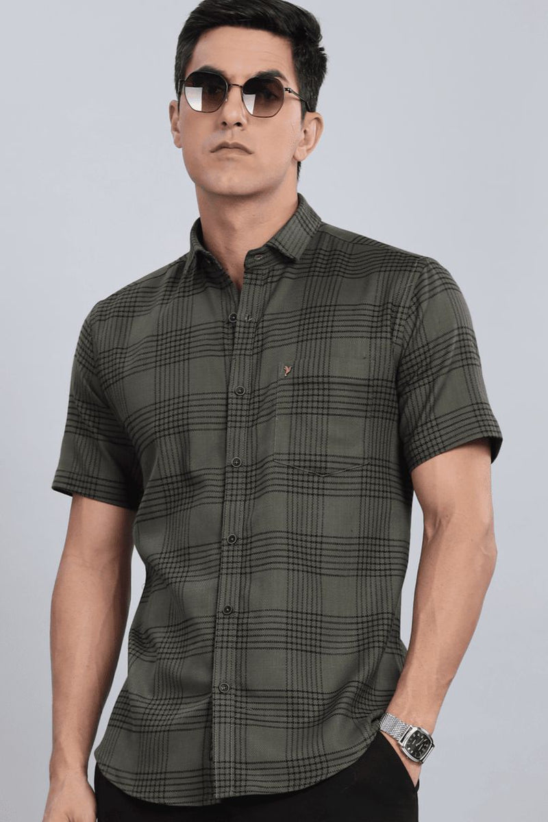 Rugged Green Checks - Half Sleeve - Stain Proof