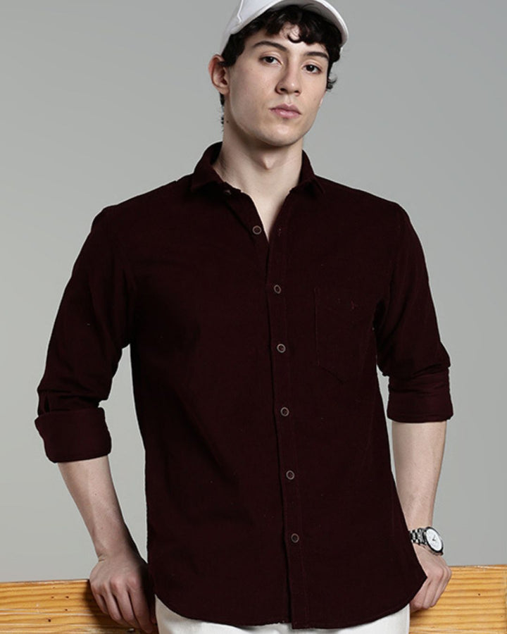 Dark Wine  - Full-Corduroy Shirt