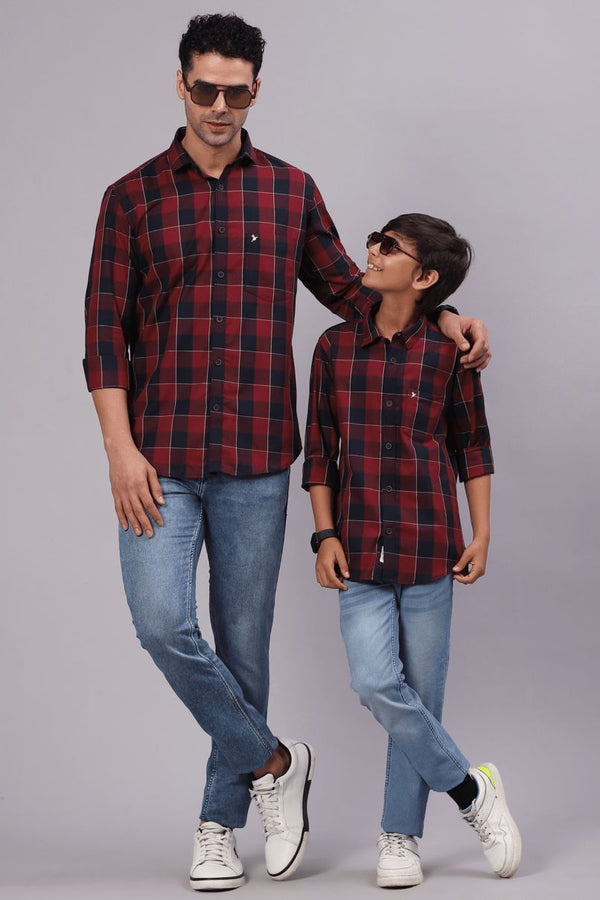 FATHER & SON - Classic Red & Navy Checks