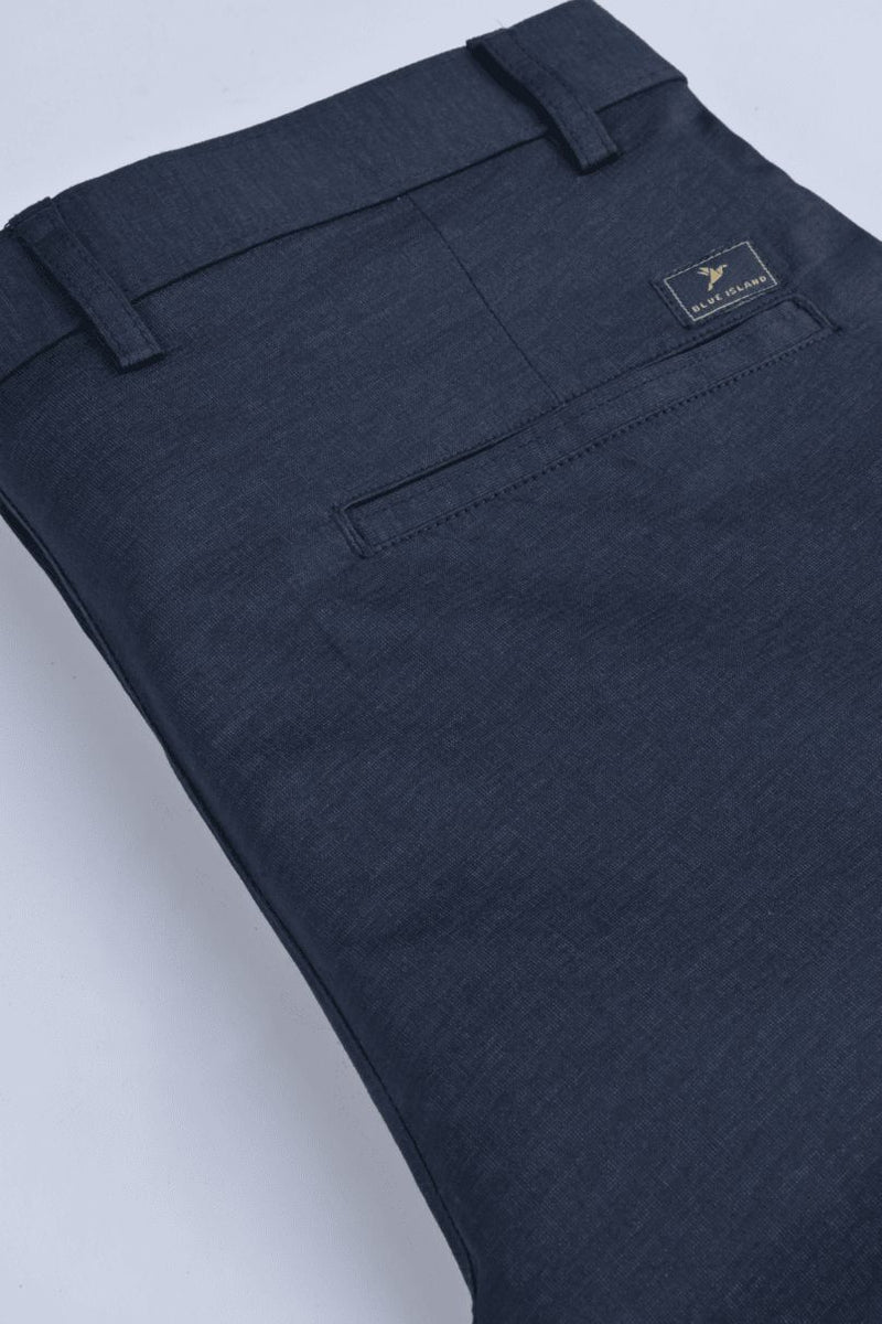 Navy Grain Printed - 2 way stretch - COTTON PANT