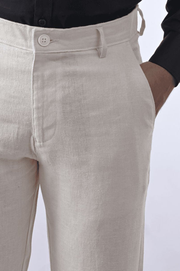 Cream Linen - 2 way stretch - COTTON PANT