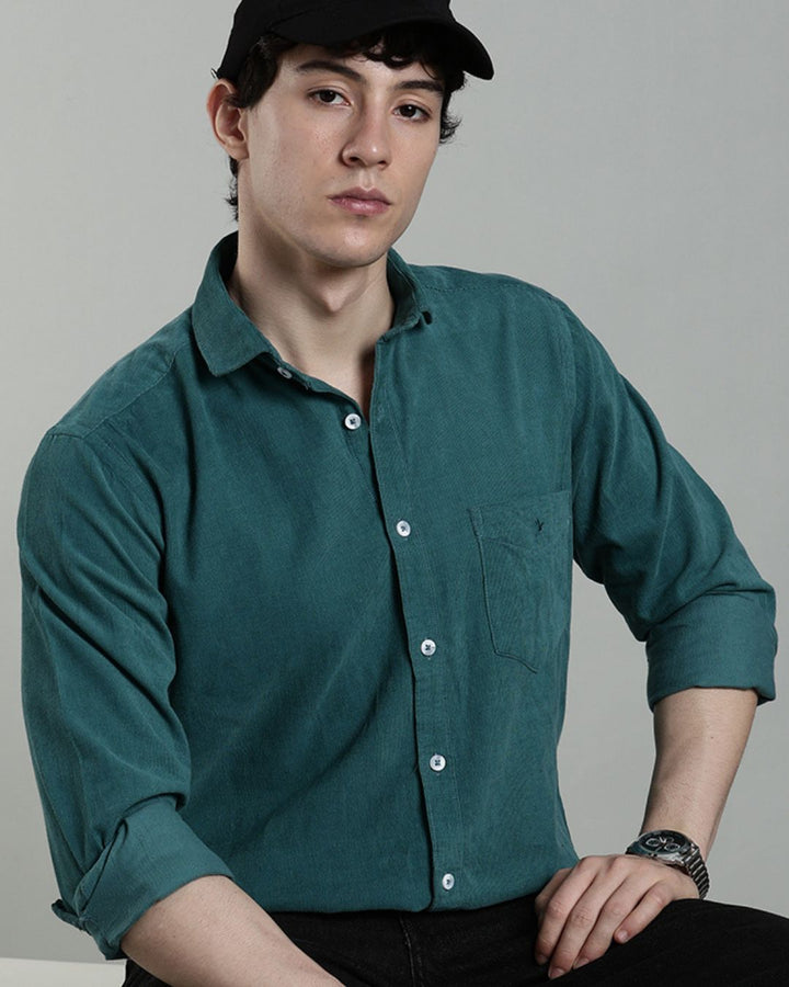 Peacock Green - Full-Corduroy Shirt