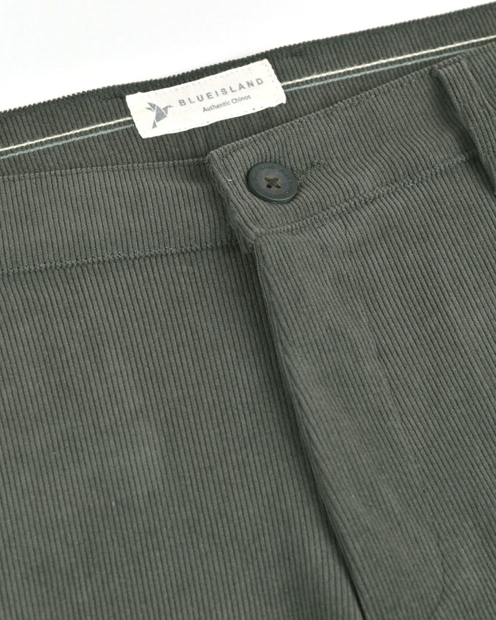 Olive Green Fine Stripe - Corduroy Pant