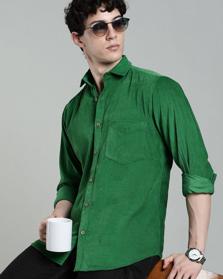 Parrot Green  -Full-Corduroy Shirt