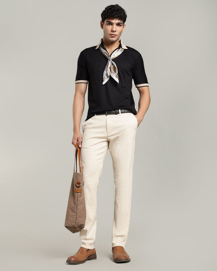 Cream - 2 way stretch - COTTON LINEN PANT