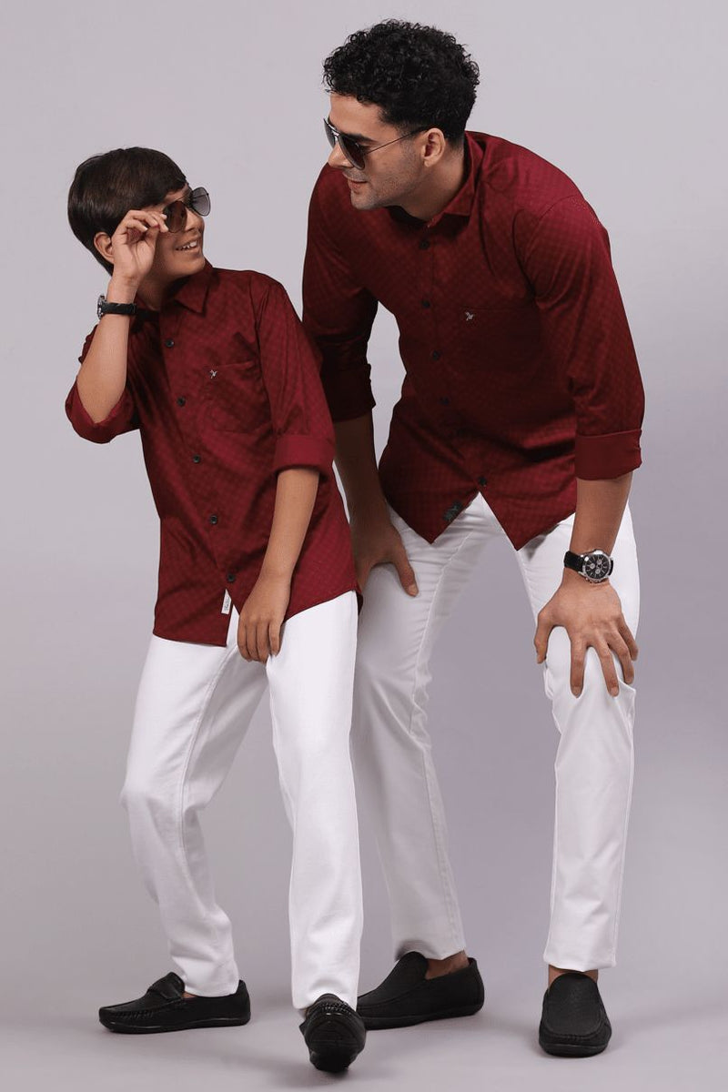 FATHER & SON - Maroon Diamond Print