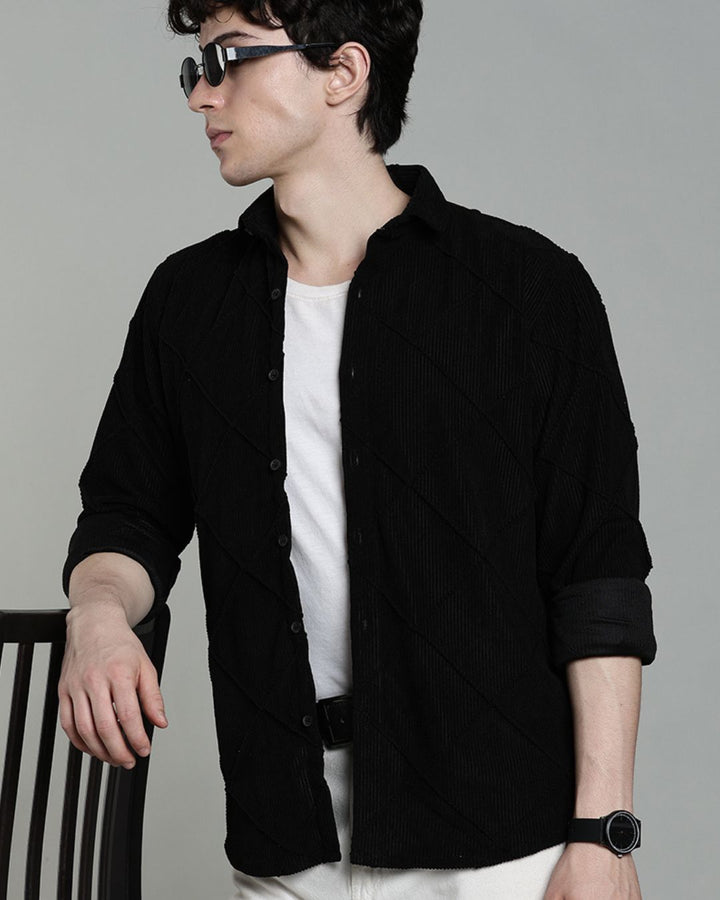 Black Thread Checks - Full-Corduroy Shirt