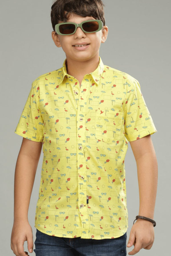 KIDS - Bright Yellow Desert Print - Half-Stain Proof Shirt