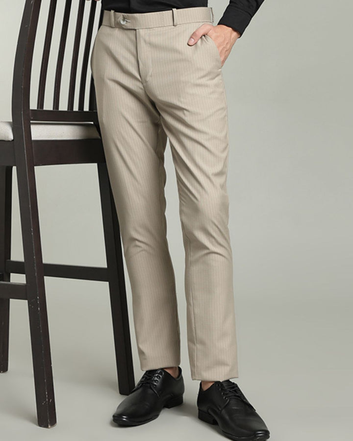 Dark Cream Mini Stripes - Wrinkle free Formal Pant