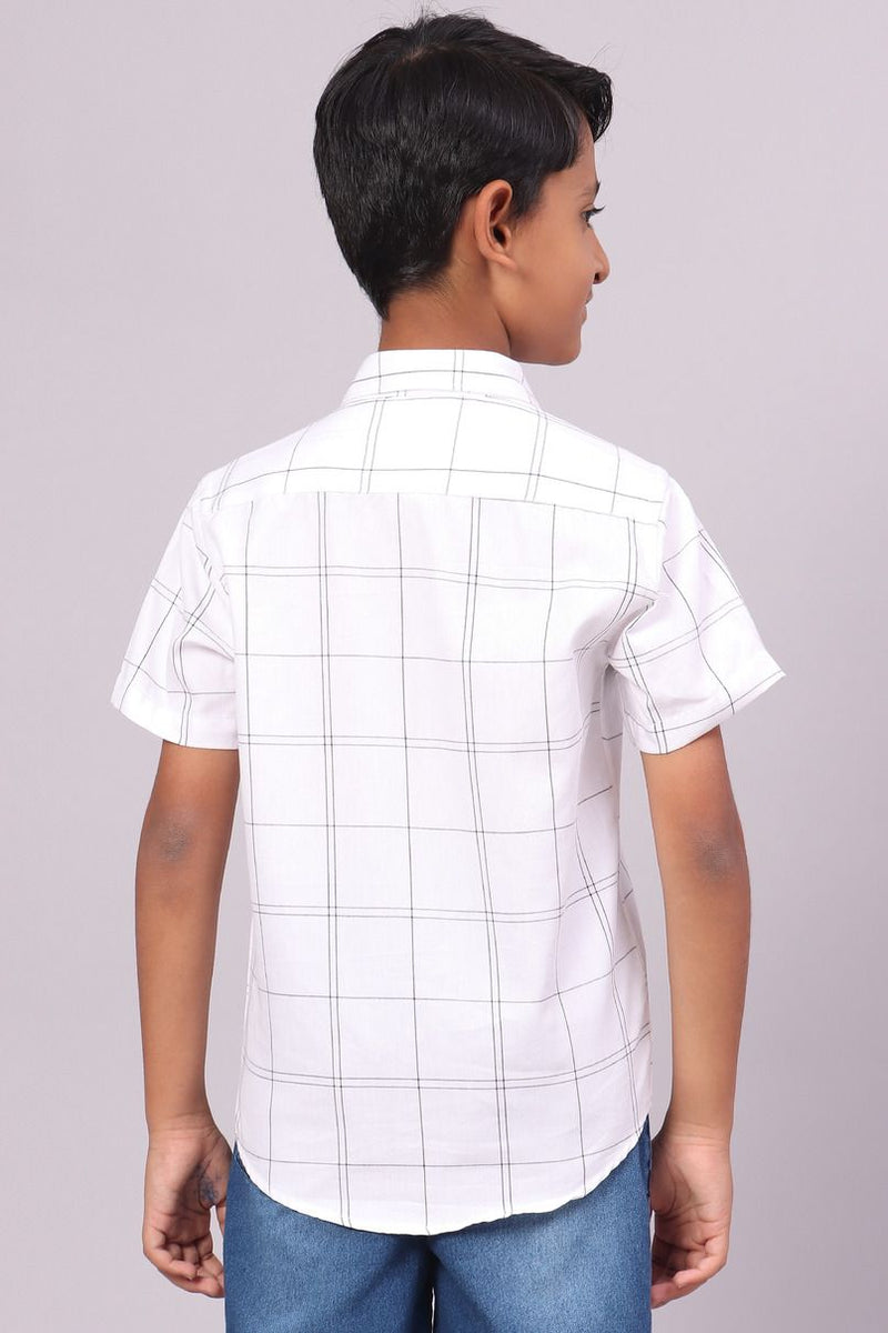 KIDS - White Double Checks-Half-Stain Proof Shirt