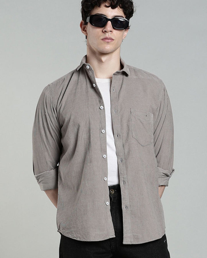 Grey  -Full-Corduroy Shirt