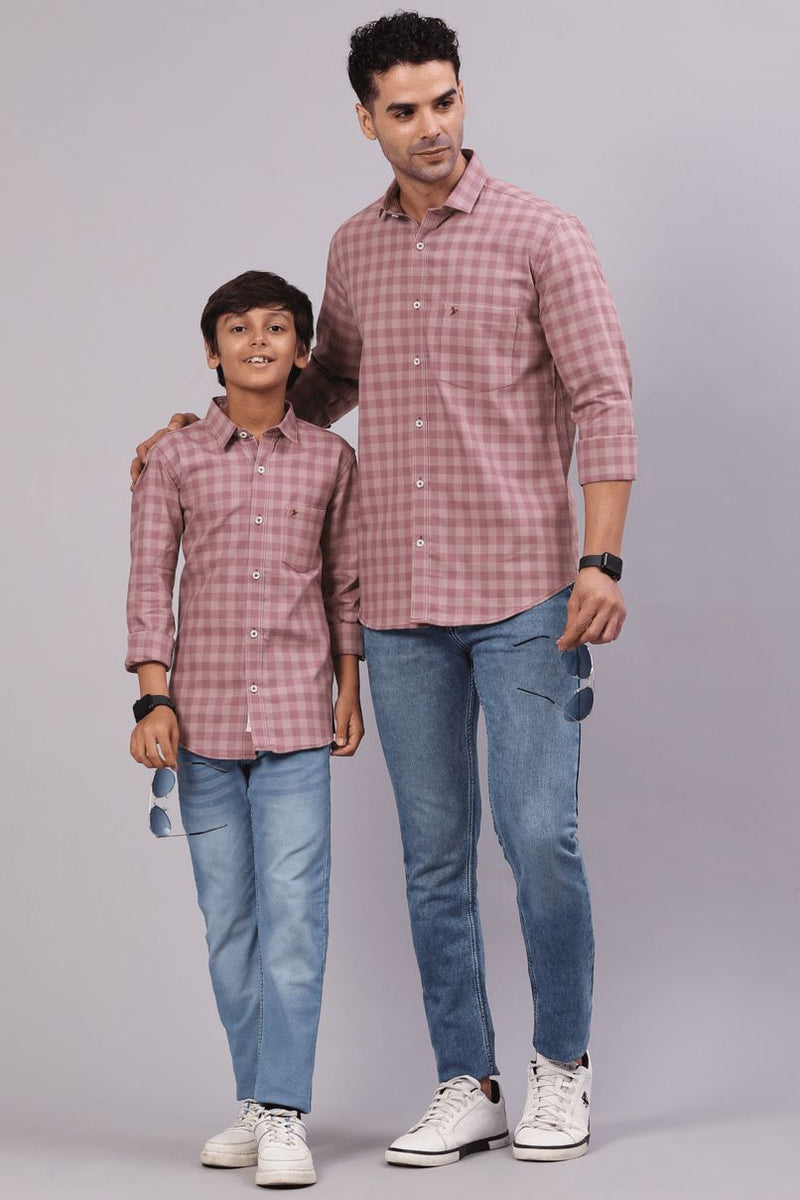 FATHER & SON - Salmon Pink Checks