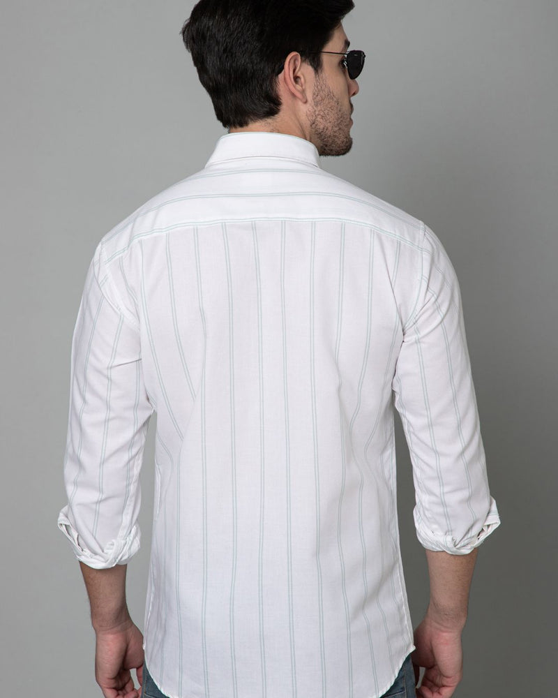 Green & White Linear Stripes - Full-Stain Proof